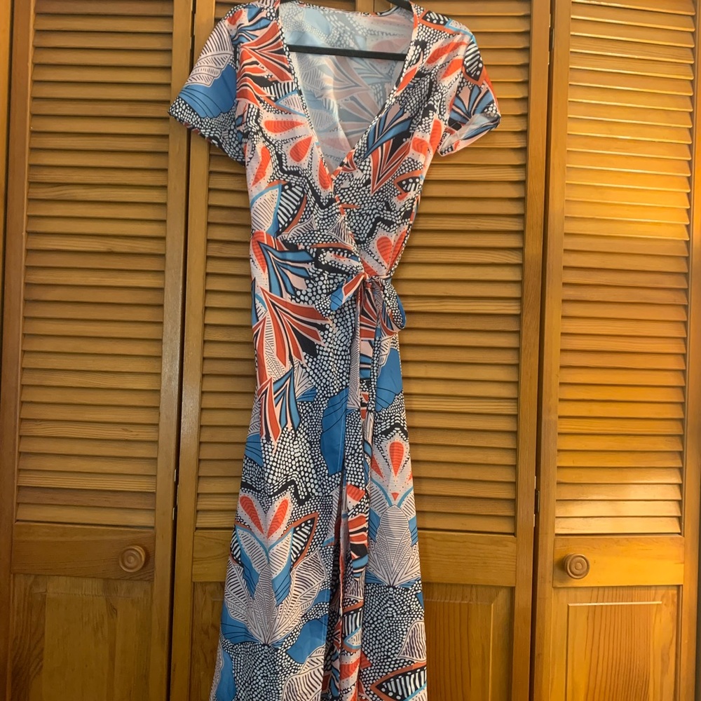 printed wrap maxi dress